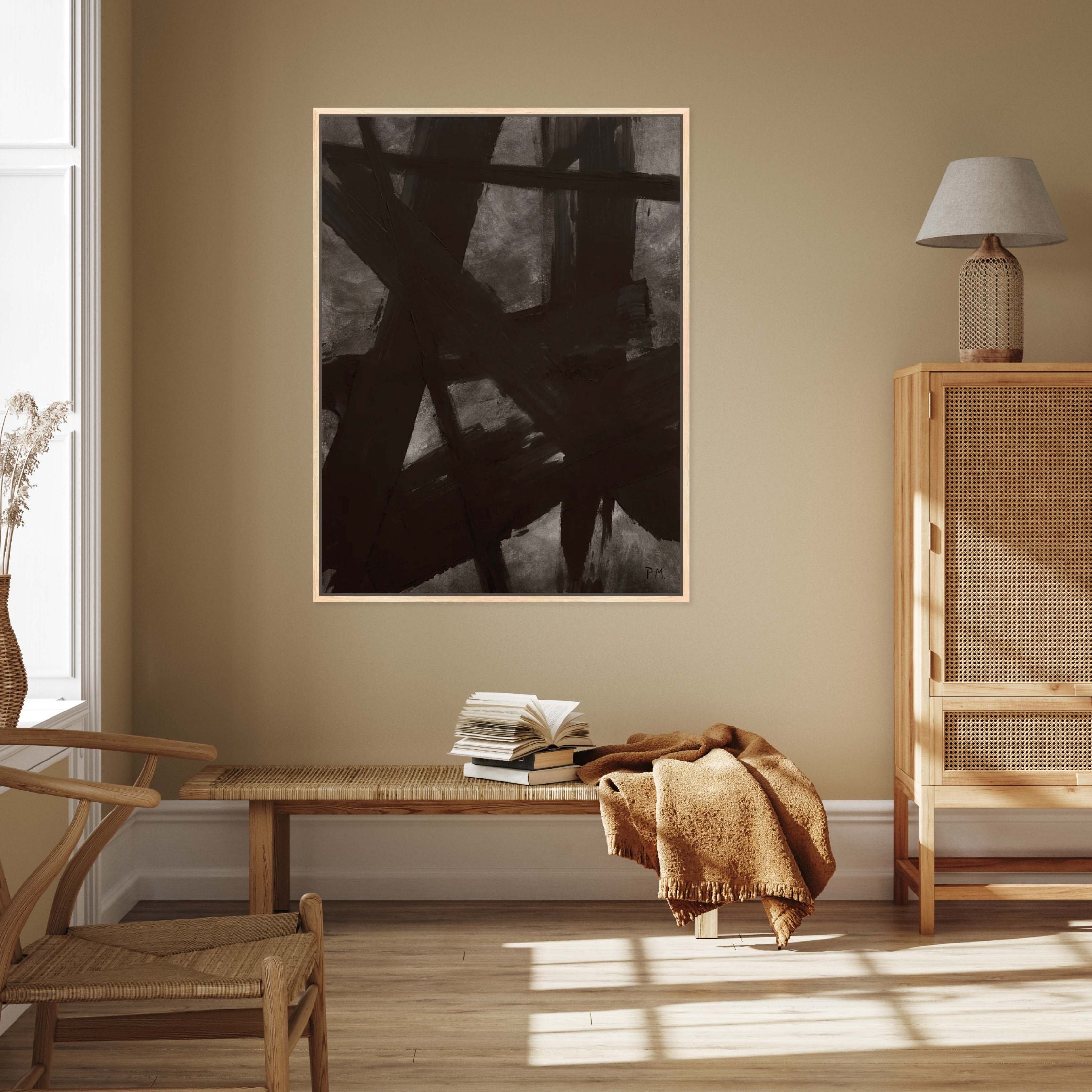 Noir I Portrait Framed Printed Canvas - Mala Art Co.
