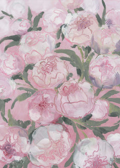 Floral Composition Of Pink Peonies Framed Printed Canvas - Mala Art Co.