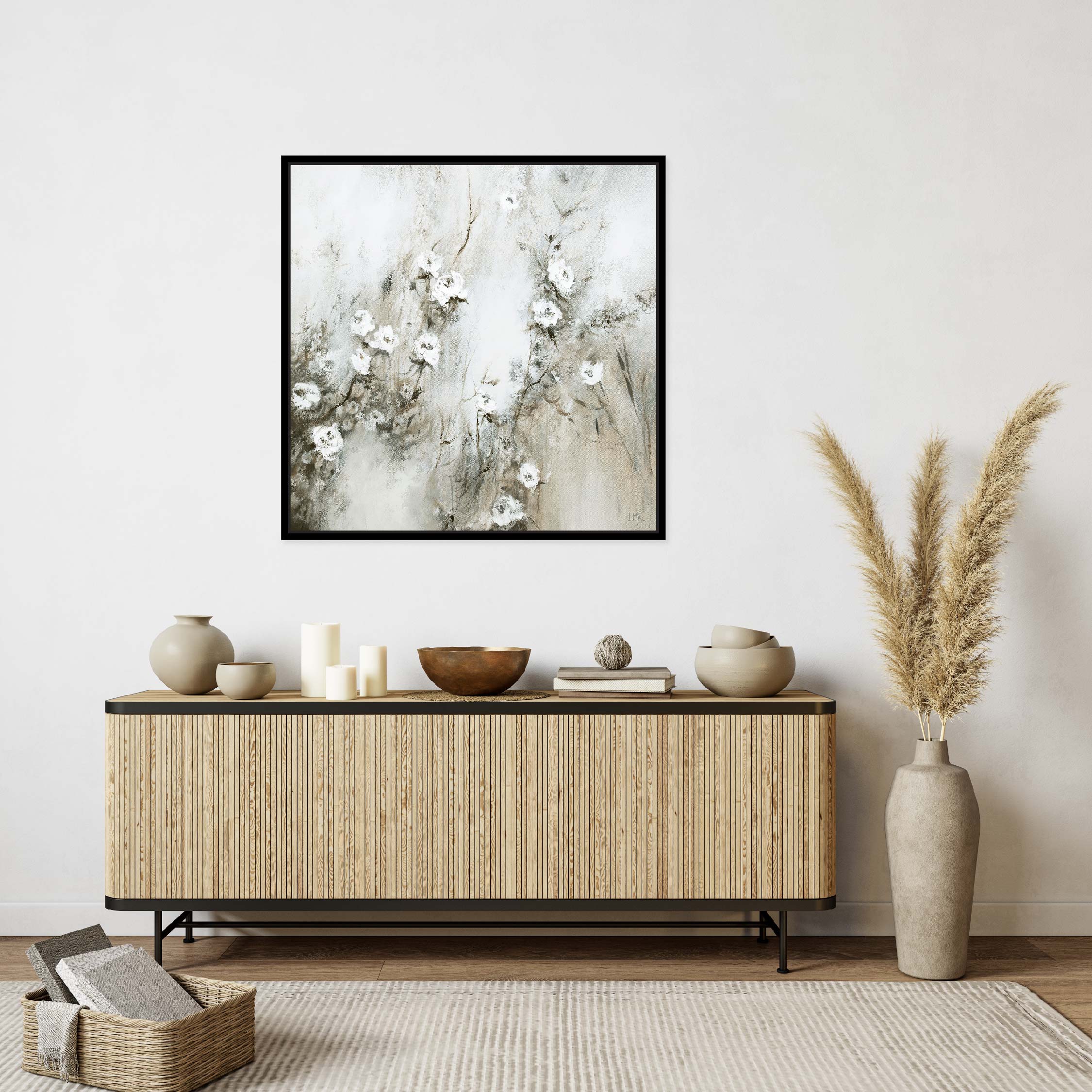 Wild Blooms Square Framed Printed Canvas - Mala Art Co.