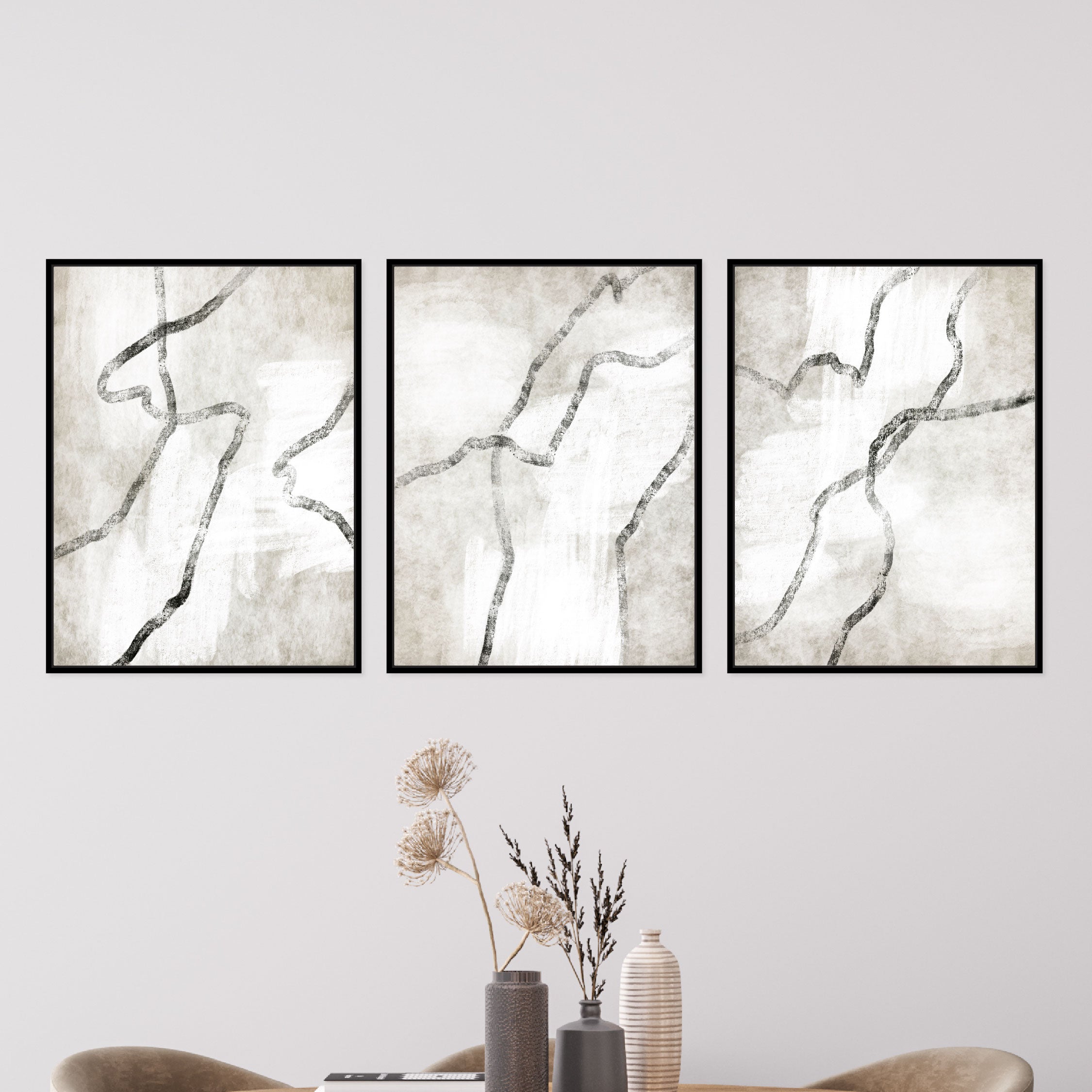 Modo Portrait Framed Canvas Set of 3 - Mala Art Co.
