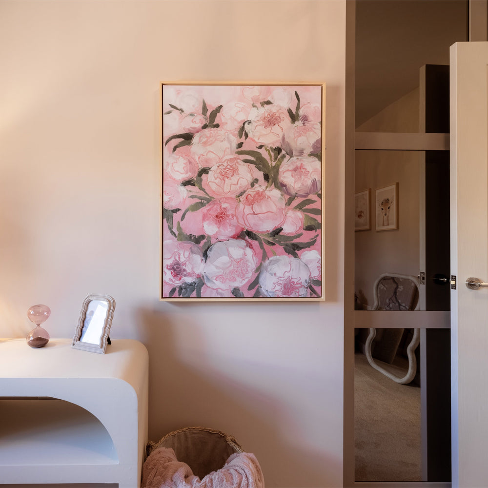 Pink Peonies Portrait Floral Canvas Wall Art