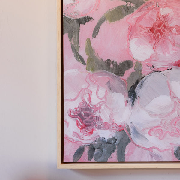 Pink Peonies Portrait Floral Canvas Wall Art - Mala Art Co.